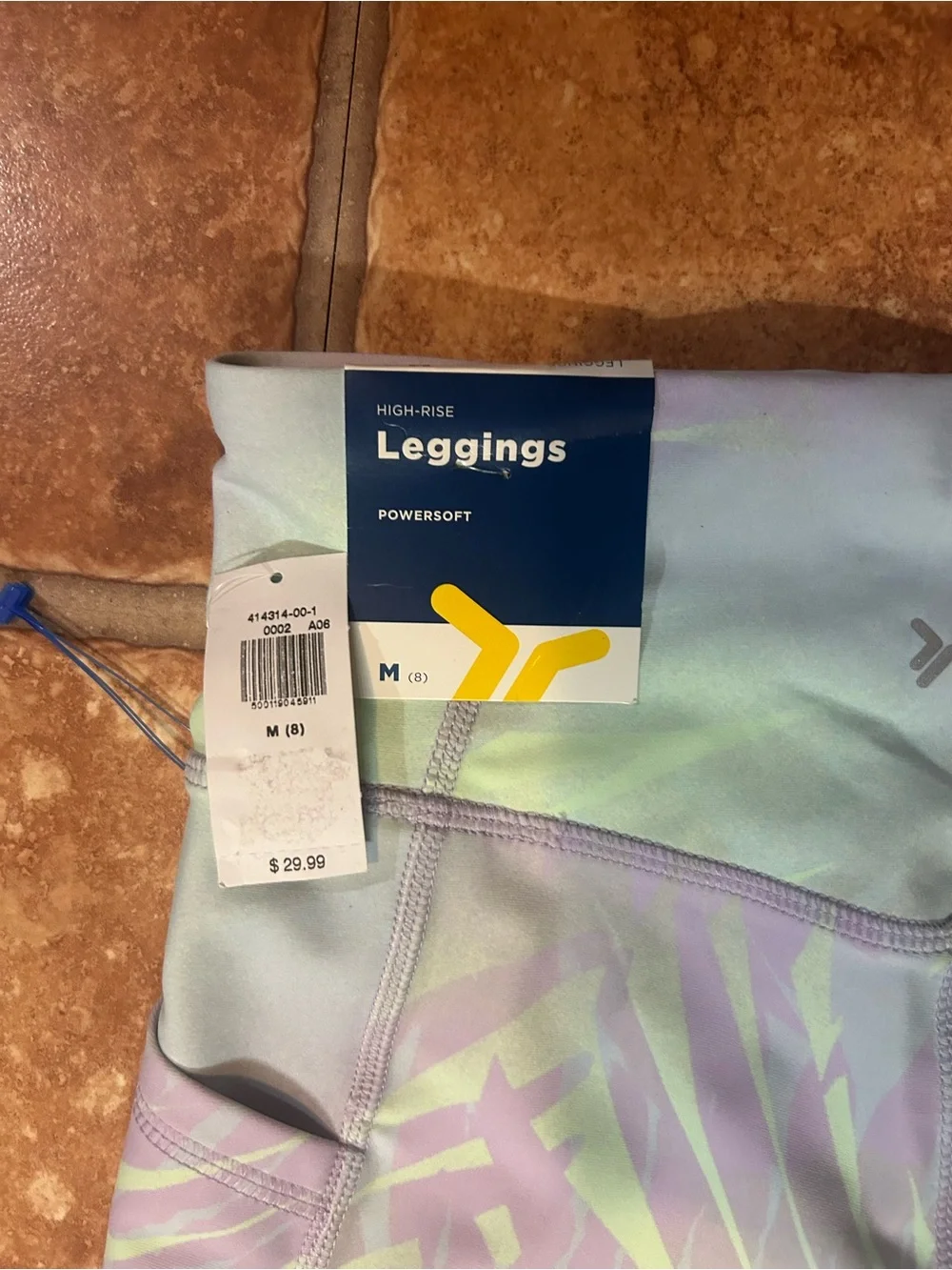 Old Navy Pastel Green & Lilac Kids Leggings with Leaf Print